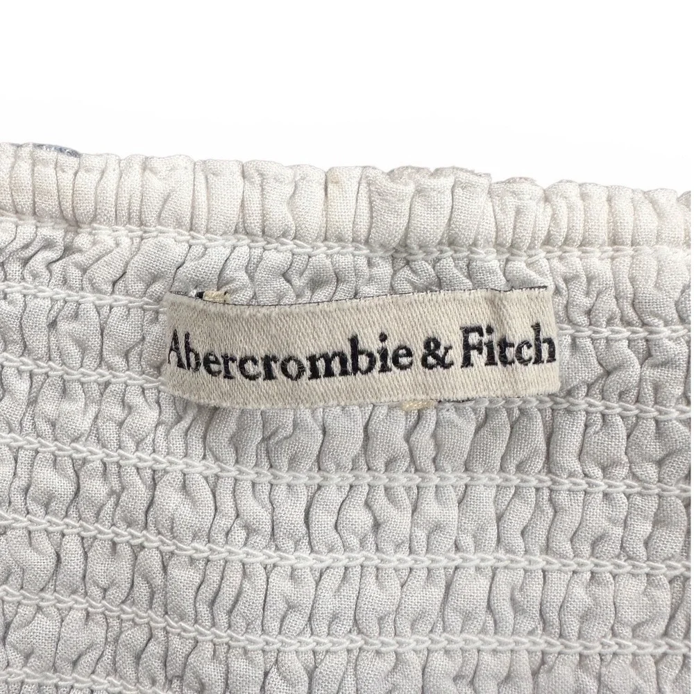 Abercrombie & Fitch Blouse Womens XL Blue White Good Striped Puff Sleeve Boho‎